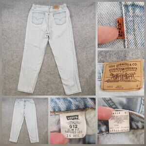 VTG Levis 912 Jeans Womens 16 Orange Tab Slim Fit Tapered Denim 90s Light Wash